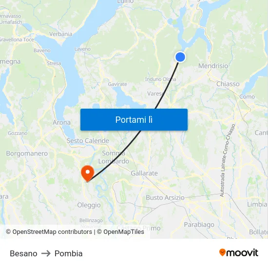 Besano to Pombia map