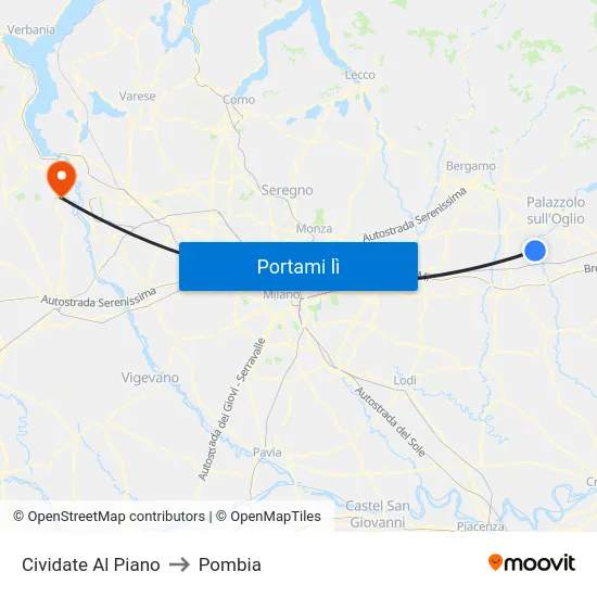 Cividate Al Piano to Pombia map