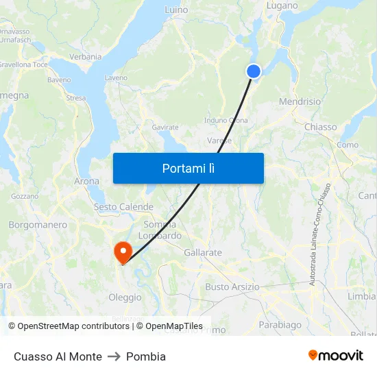 Cuasso Al Monte to Pombia map