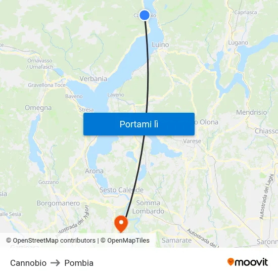 Cannobio to Pombia map