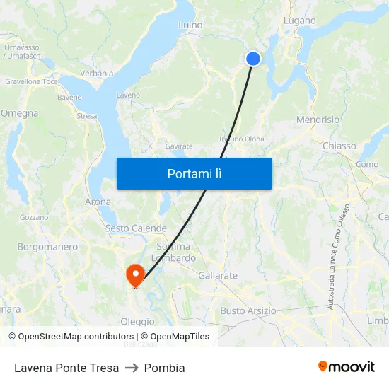 Lavena Ponte Tresa to Pombia map