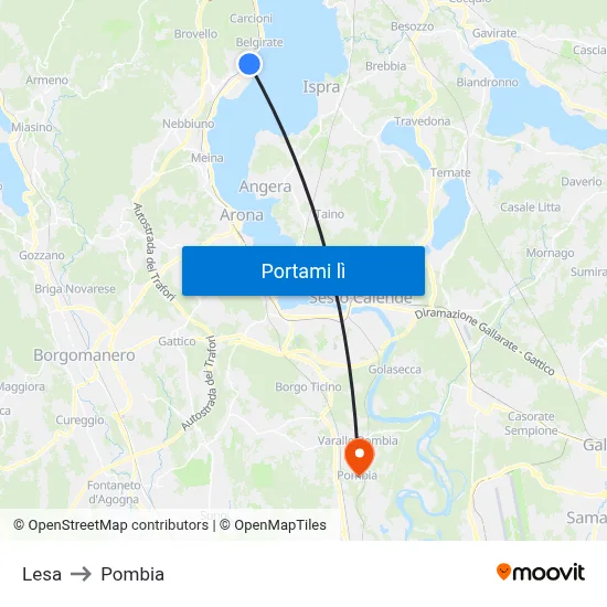 Lesa to Pombia map