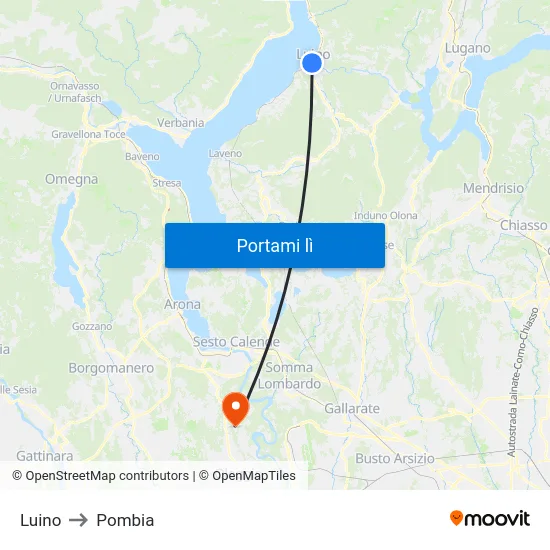 Luino to Pombia map