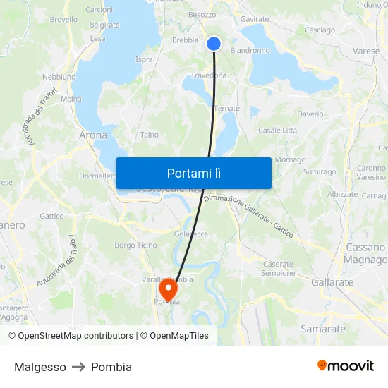 Malgesso to Pombia map
