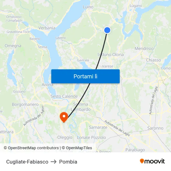 Cugliate-Fabiasco to Pombia map