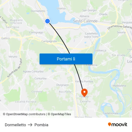 Dormelletto to Pombia map
