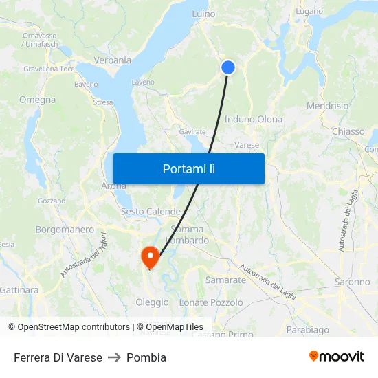 Ferrera Di Varese to Pombia map