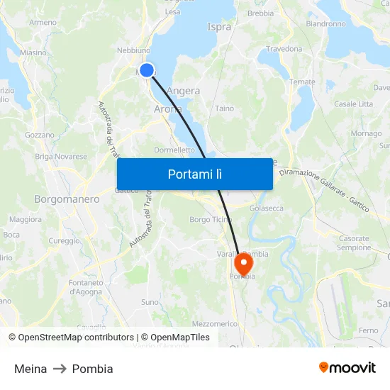 Meina to Pombia map