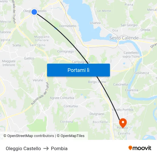 Oleggio Castello to Pombia map