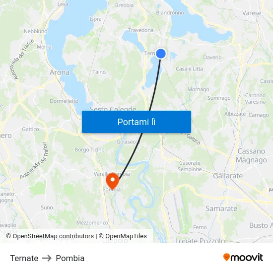 Ternate to Pombia map