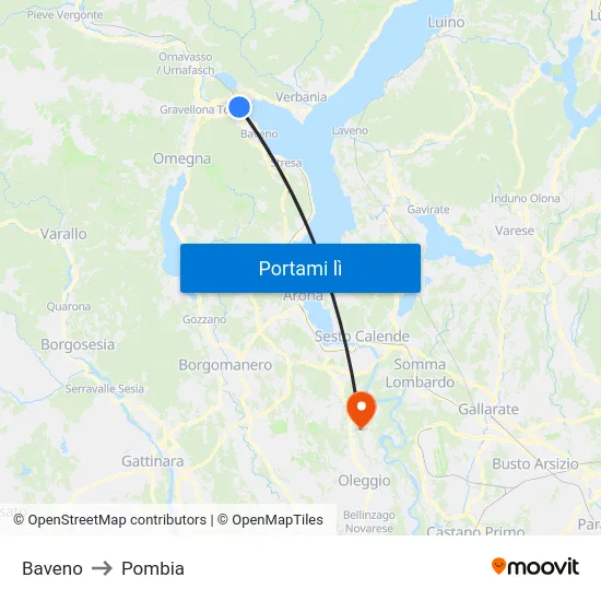 Baveno to Pombia map