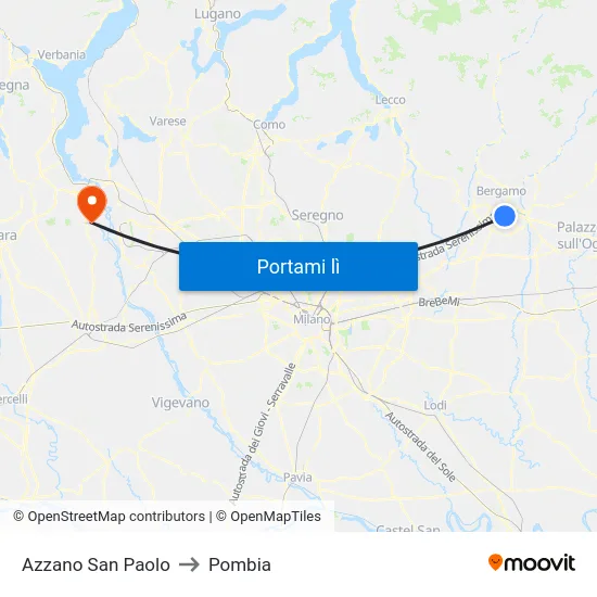 Azzano San Paolo to Pombia map