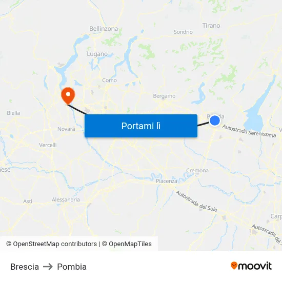 Brescia to Pombia map