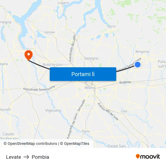 Levate to Pombia map