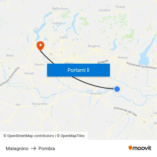 Malagnino to Pombia map