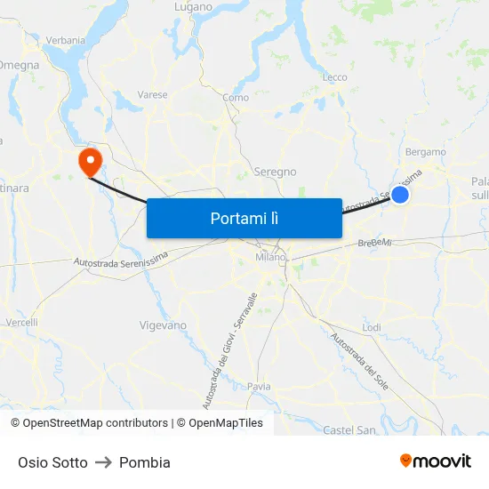 Osio Sotto to Pombia map
