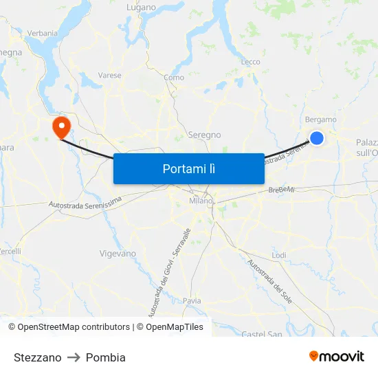 Stezzano to Pombia map