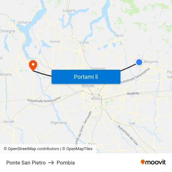 Ponte San Pietro to Pombia map