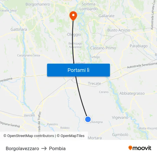 Borgolavezzaro to Pombia map