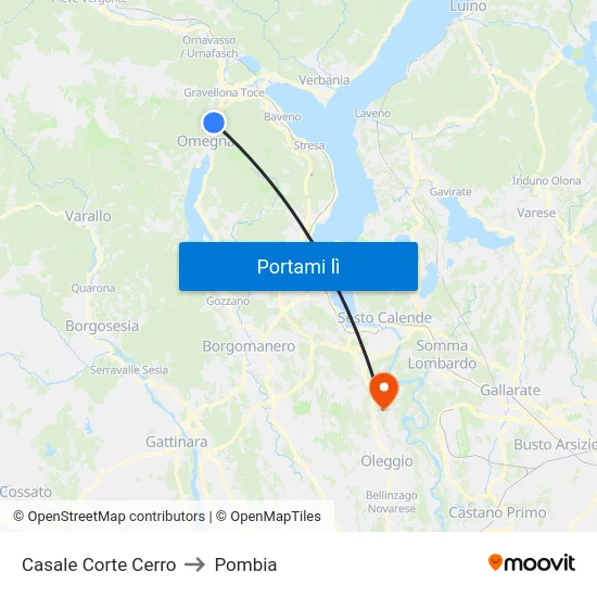 Casale Corte Cerro to Pombia map