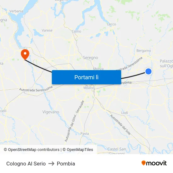 Cologno Al Serio to Pombia map