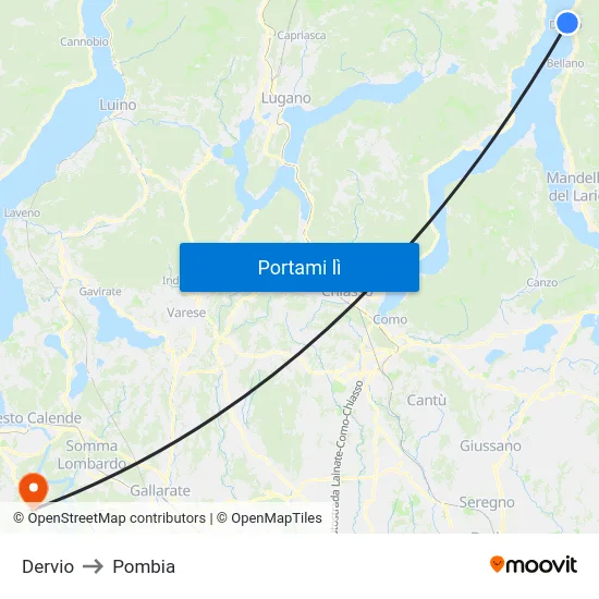 Dervio to Pombia map