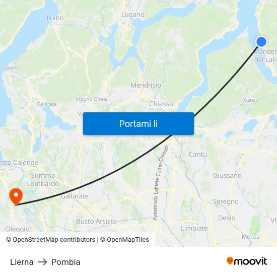 Lierna to Pombia map