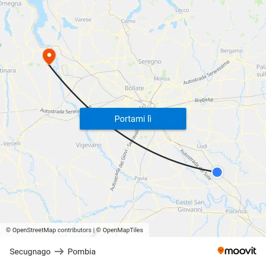 Secugnago to Pombia map