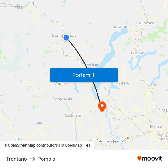 Trontano to Pombia map