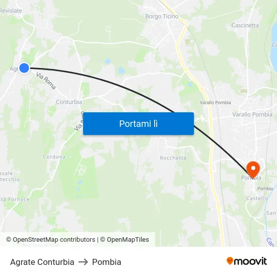 Agrate Conturbia to Pombia map