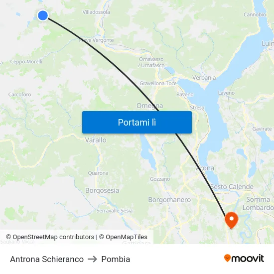 Antrona Schieranco to Pombia map