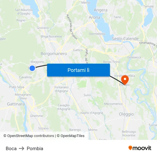 Boca to Pombia map