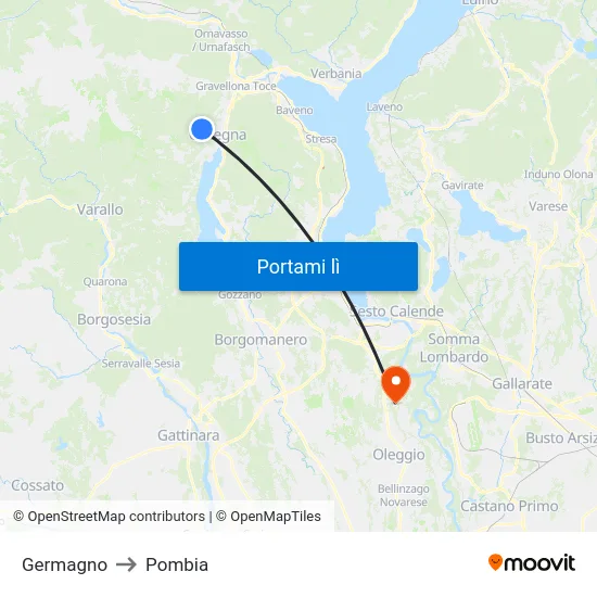 Germagno to Pombia map