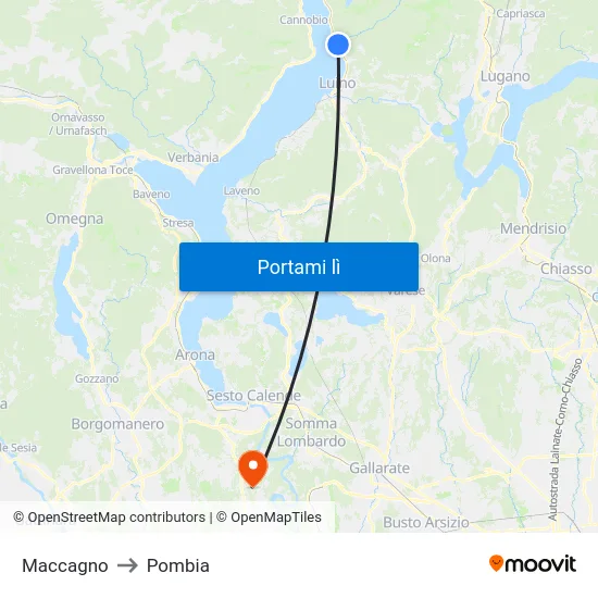 Maccagno to Pombia map