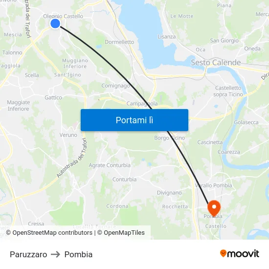 Paruzzaro to Pombia map