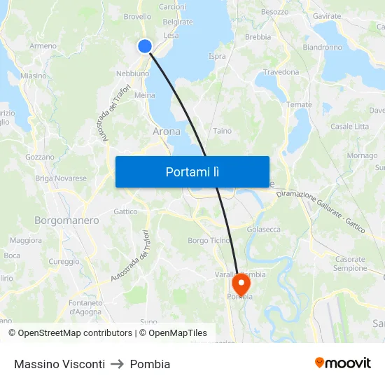 Massino Visconti to Pombia map