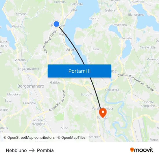 Nebbiuno to Pombia map