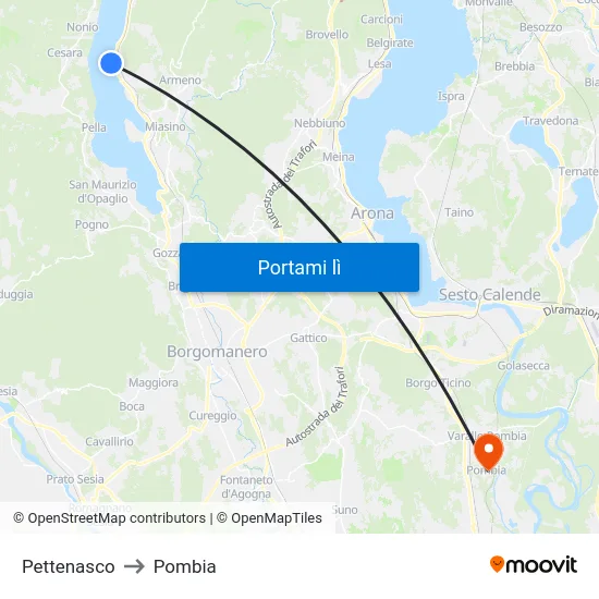 Pettenasco to Pombia map