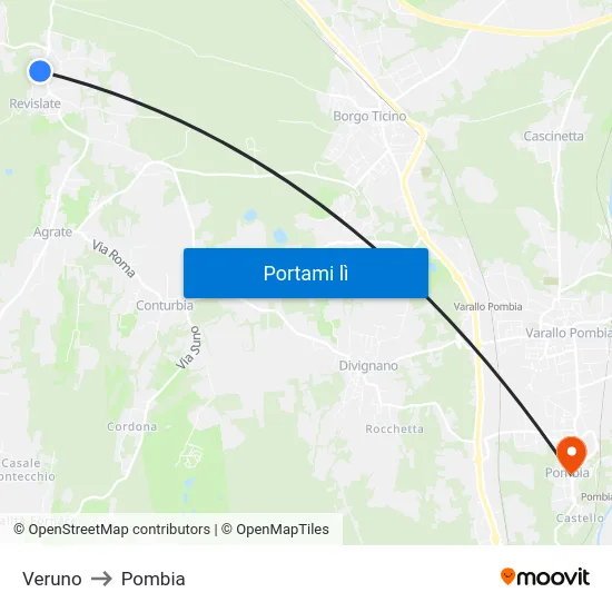 Veruno to Pombia map