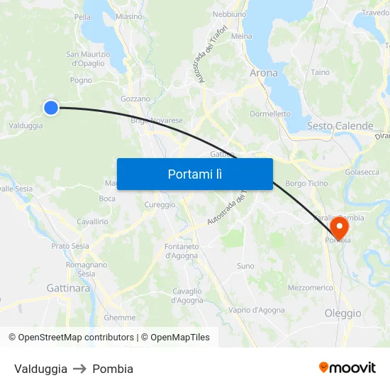 Valduggia to Pombia map