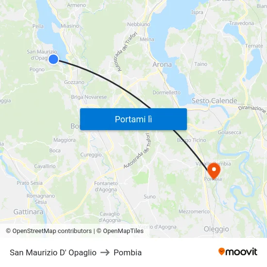 San Maurizio D' Opaglio to Pombia map