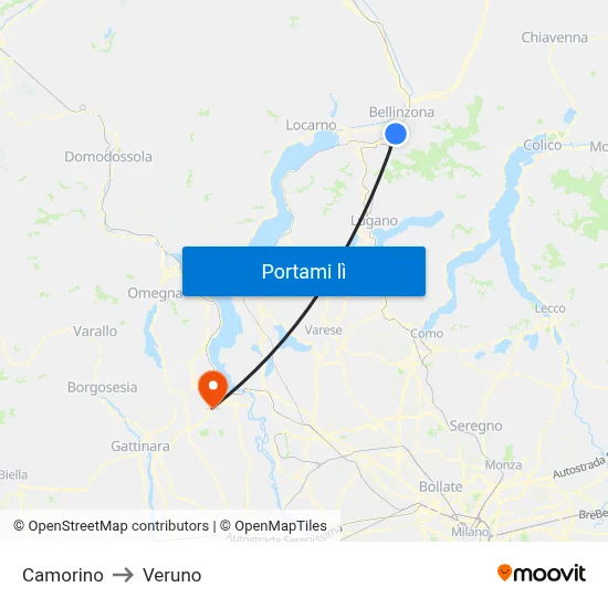 Camorino to Veruno map