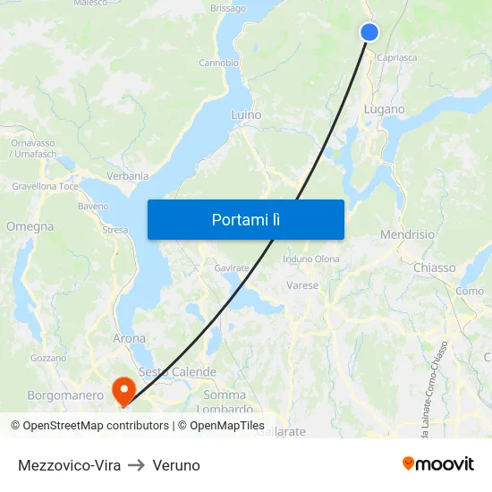 Mezzovico-Vira to Veruno map