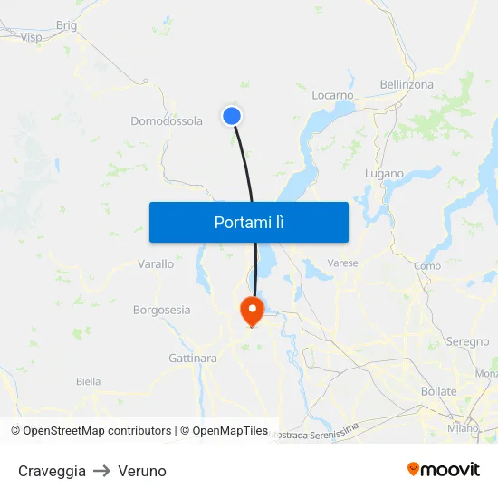 Craveggia to Veruno map