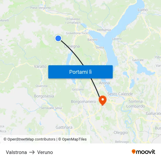 Valstrona to Veruno map