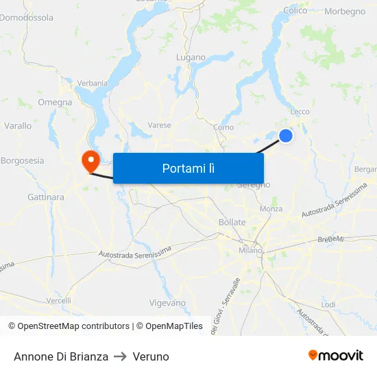 Annone Di Brianza to Veruno map