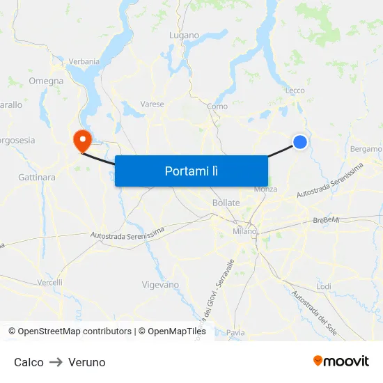Calco to Veruno map