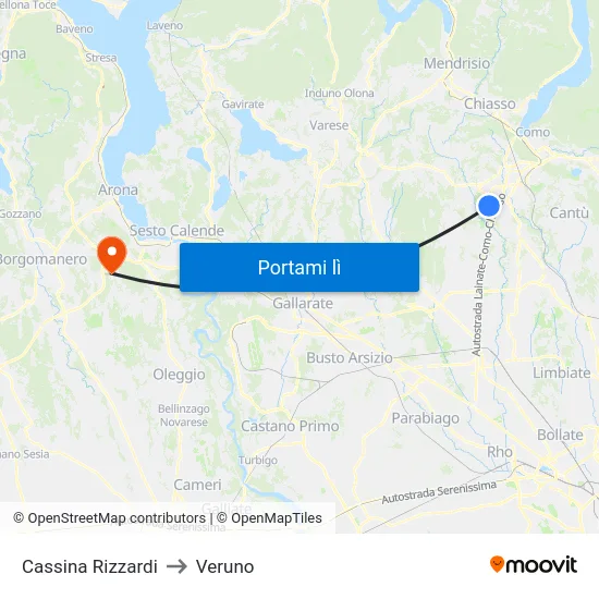 Cassina Rizzardi to Veruno map