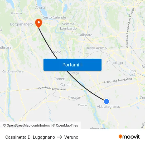 Cassinetta Di Lugagnano to Veruno map