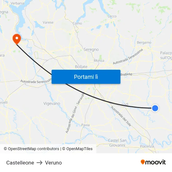Castelleone to Veruno map